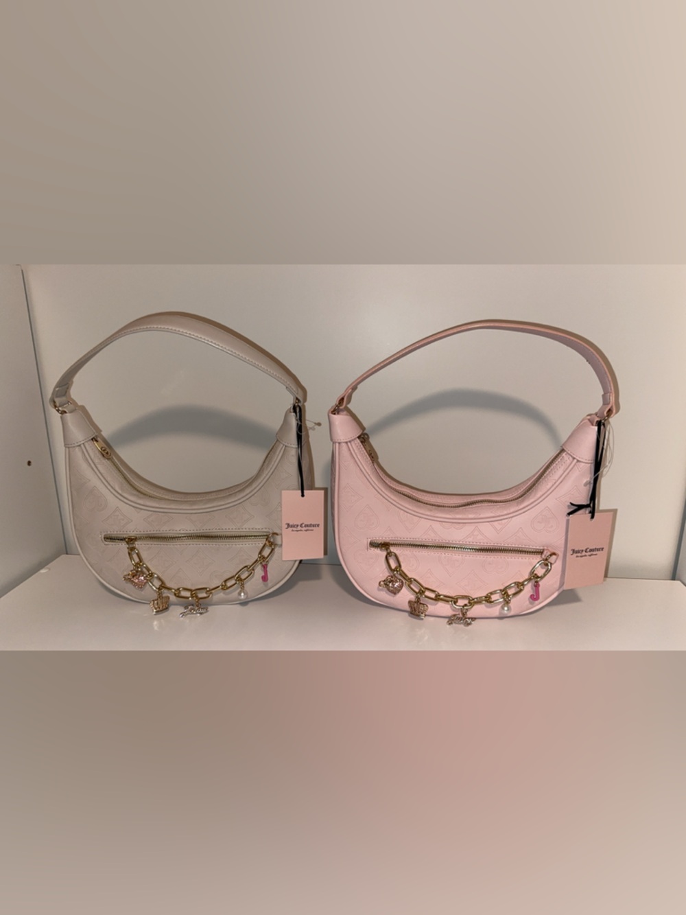 Juicy Couture Pink Chain Accent Hobo Bag Set Of 2!!
